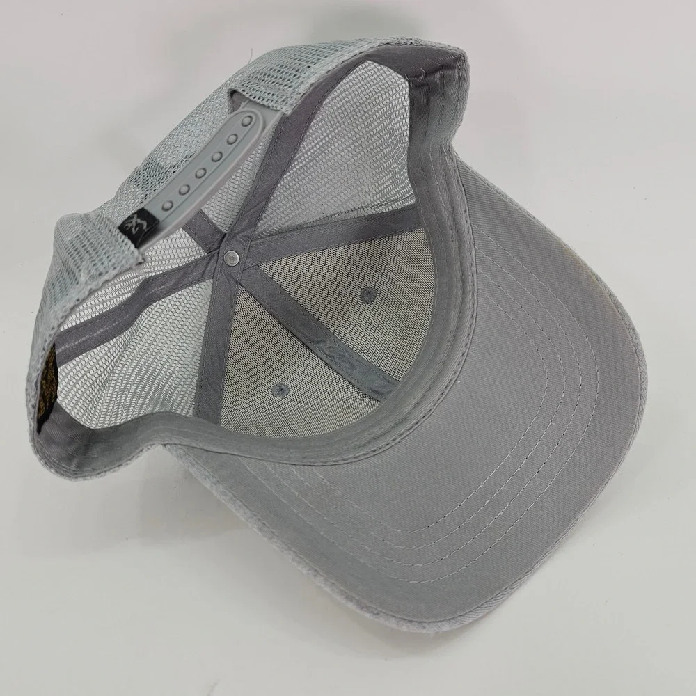 Browning Trucker Hat Mens OSFM Gray Y2K Buckmark Logo Snapback Mesh Cap Skate